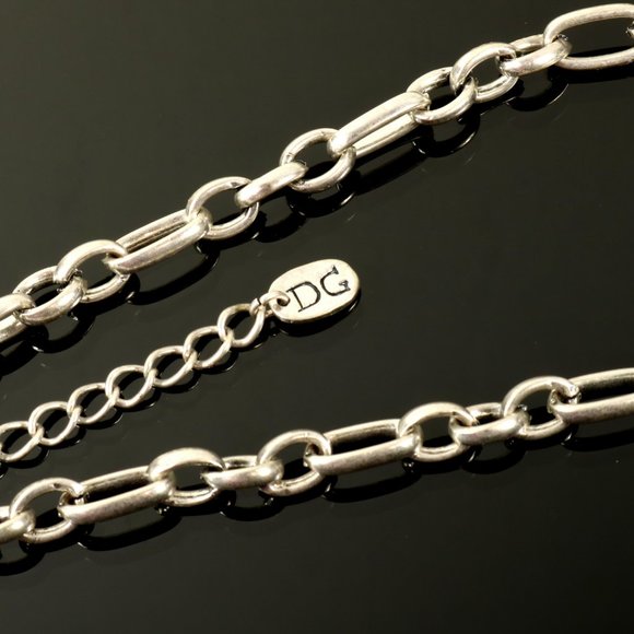 Chunky DG Necklace Black Stone Silver Tone - Picture 11 of 14